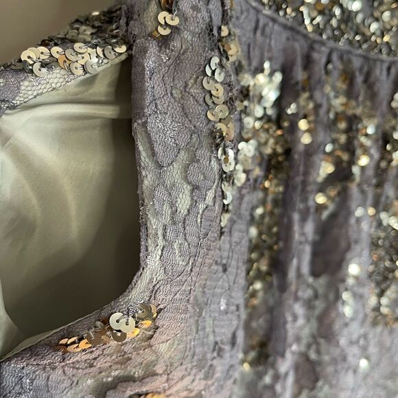 Aidan Mattox Sequin Slate Grey/Purple Prussian Fit & Flare Mini Dress | SZ 2 - Picture 10 of 17